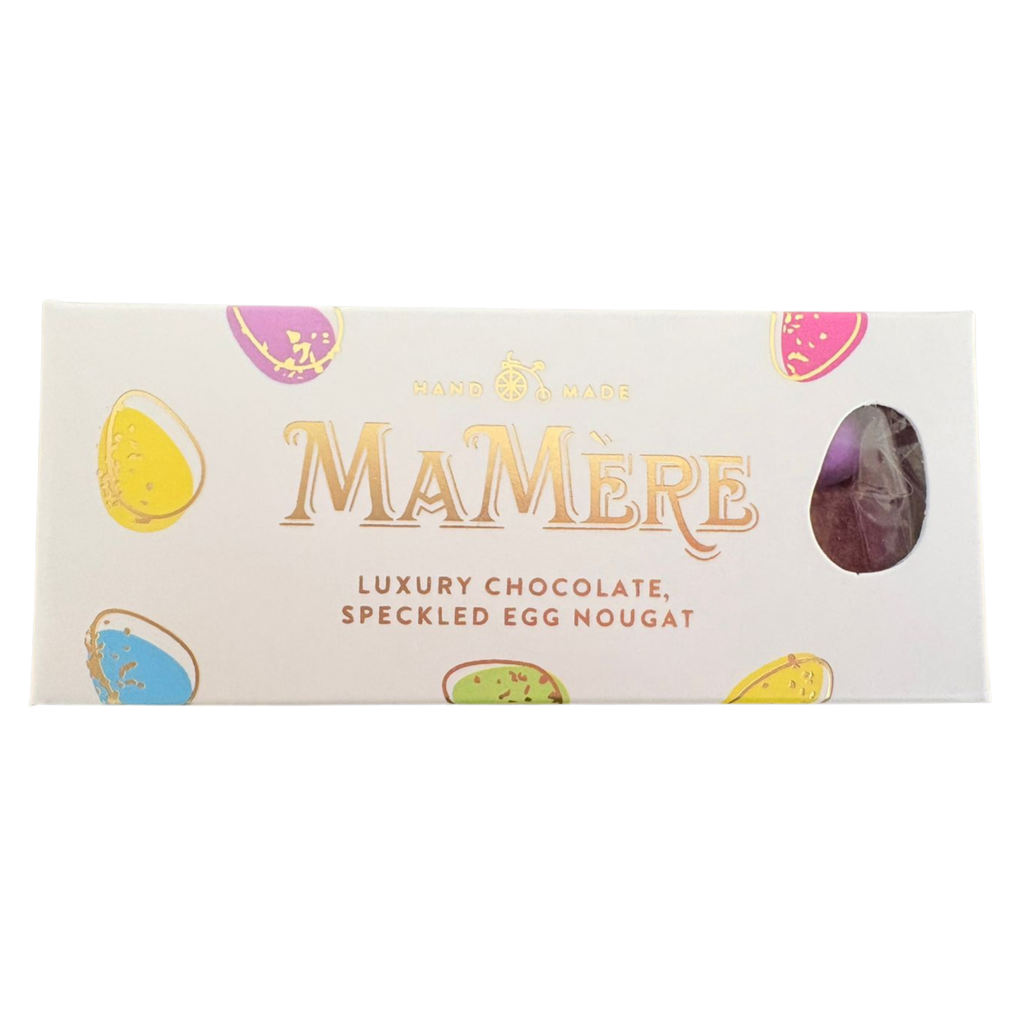 MaMere Luxury Chocolate Nougat Bar with Roasted Almonds & Speckled Eggs (62g) – Gourmet Confectionery