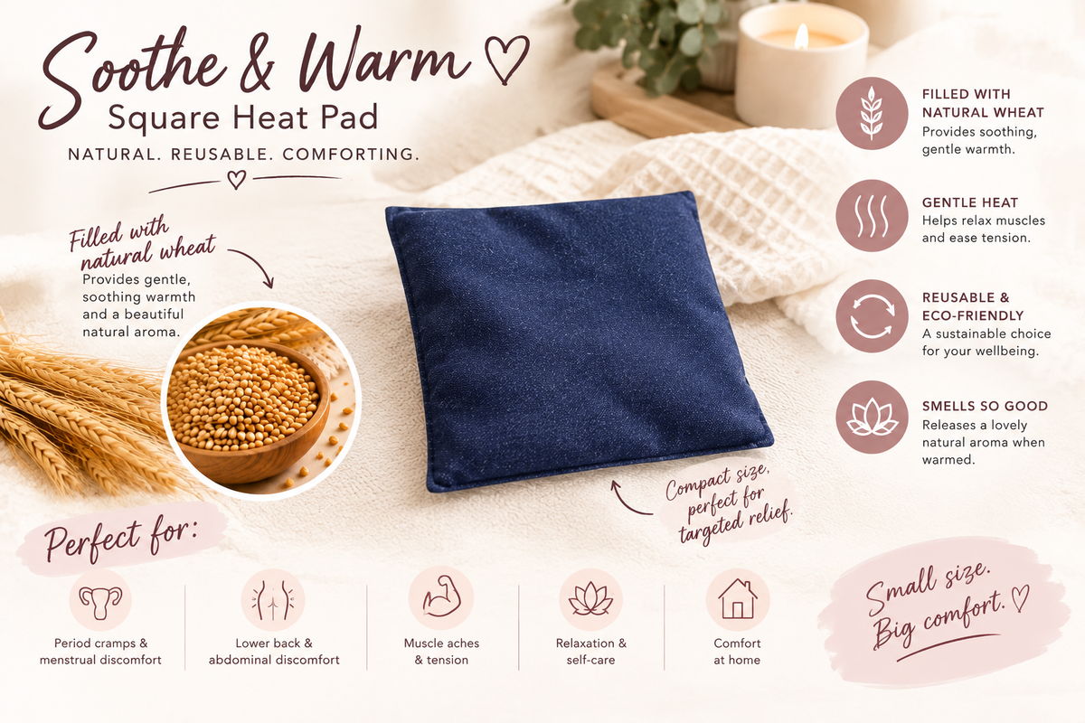 Soothe & Warm Microwavable Heat Therapy Wrap with Denim Storage Sleeve | Reusable Heat Bag for Period Cramps & Body Pain